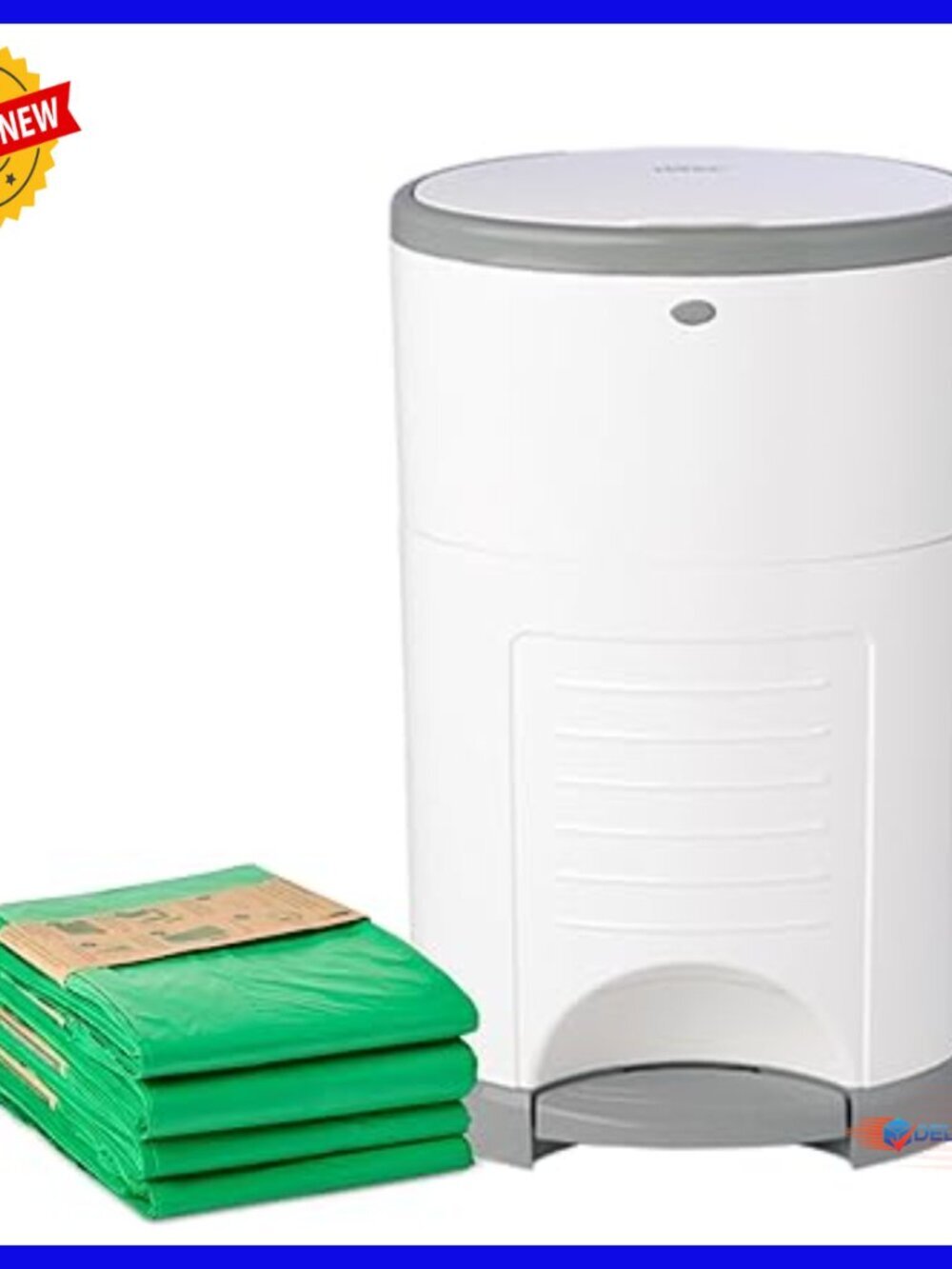 Eco-Friendly Diaper Pail with 8 Refills, Step-On Quiet Close, 26L Capacity